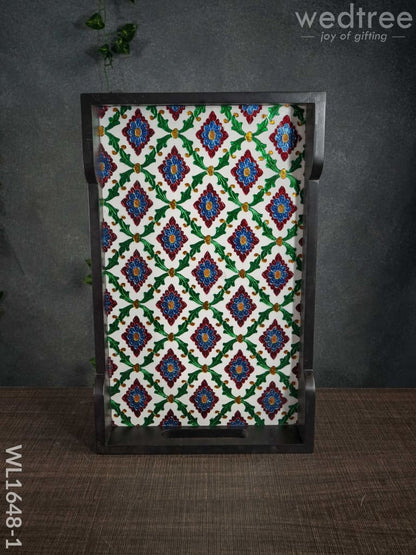 Meenakari Wooden - Rectange Tray (15x9)