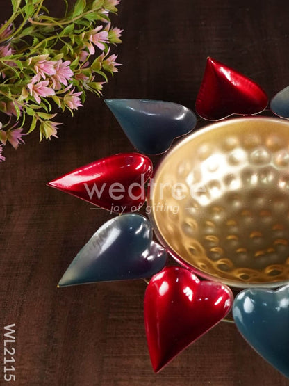 Metal Diya Urli - Leaf ( 12" Inch )