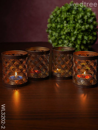 Metal Engraved Votives Set of - 4