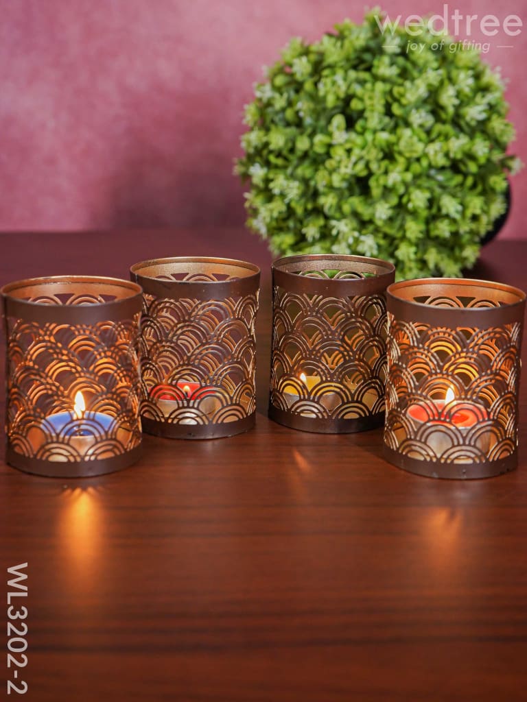 Metal Engraved Votives Set of - 4