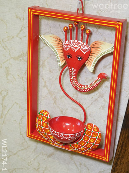 Metal Frame Ganesha With T Light Holder