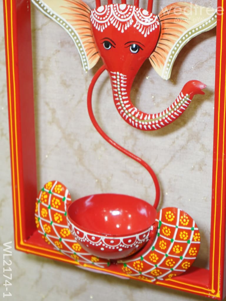 Metal Frame Ganesha With T Light Holder