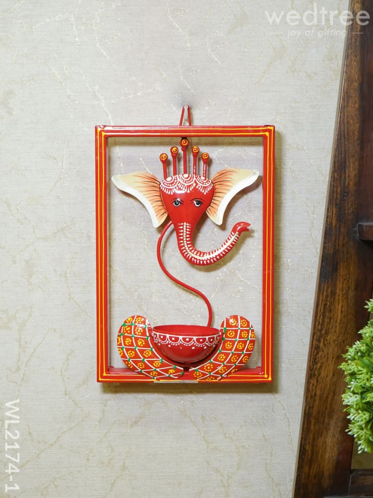 Metal Frame Ganesha With T Light Holder