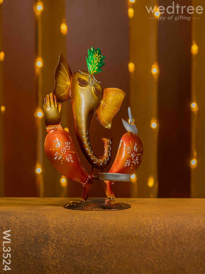 Metal Handpainted Ganesha Candle Holder