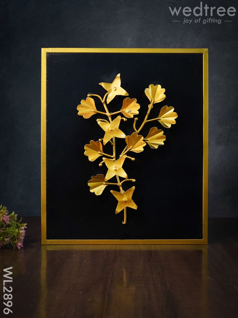 Metal Handpainted Leaf with Floral Design Frame