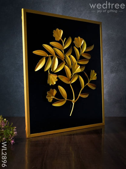 Metal Handpainted Leaf with Floral Design Frame