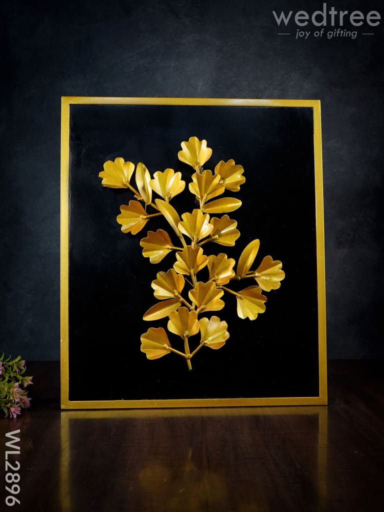 Metal Handpainted Leaf with Floral Design Frame