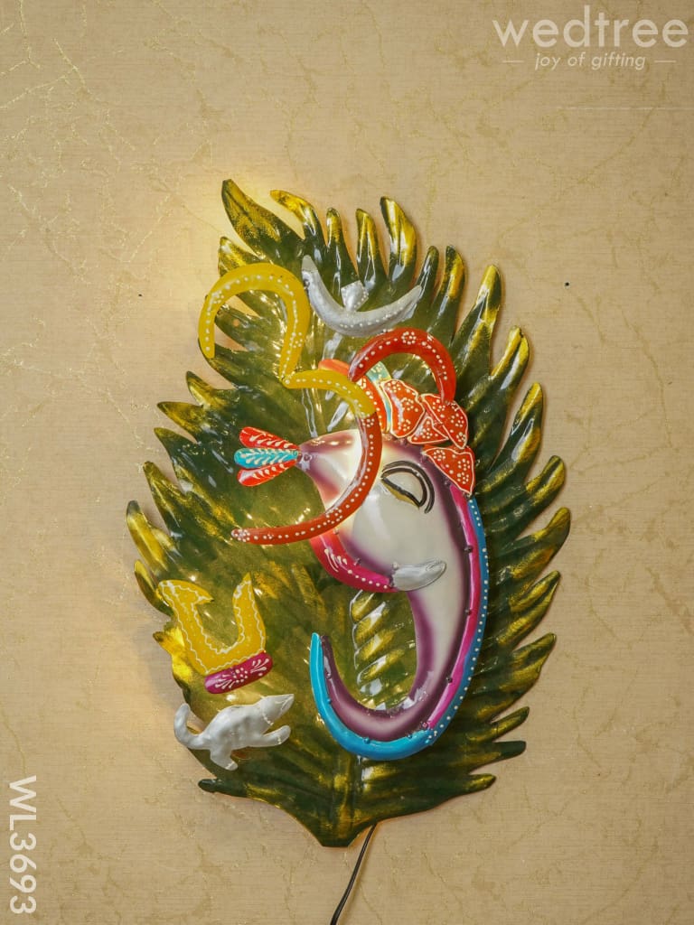 Metal Handpainted Om Ganesha Wall Hanging