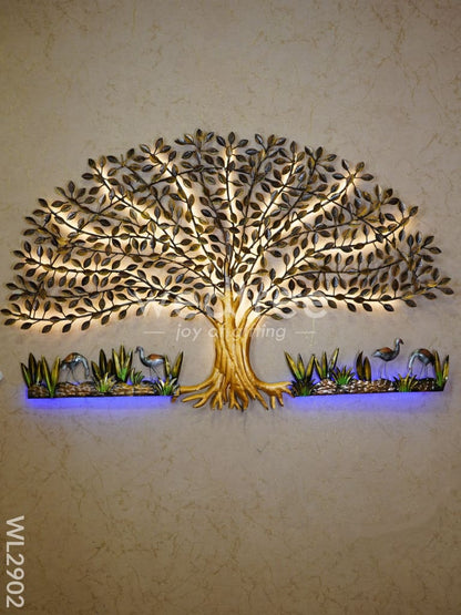 Metal Handpainted Tree with Cranes