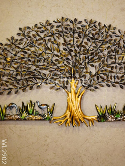 Metal Handpainted Tree with Cranes