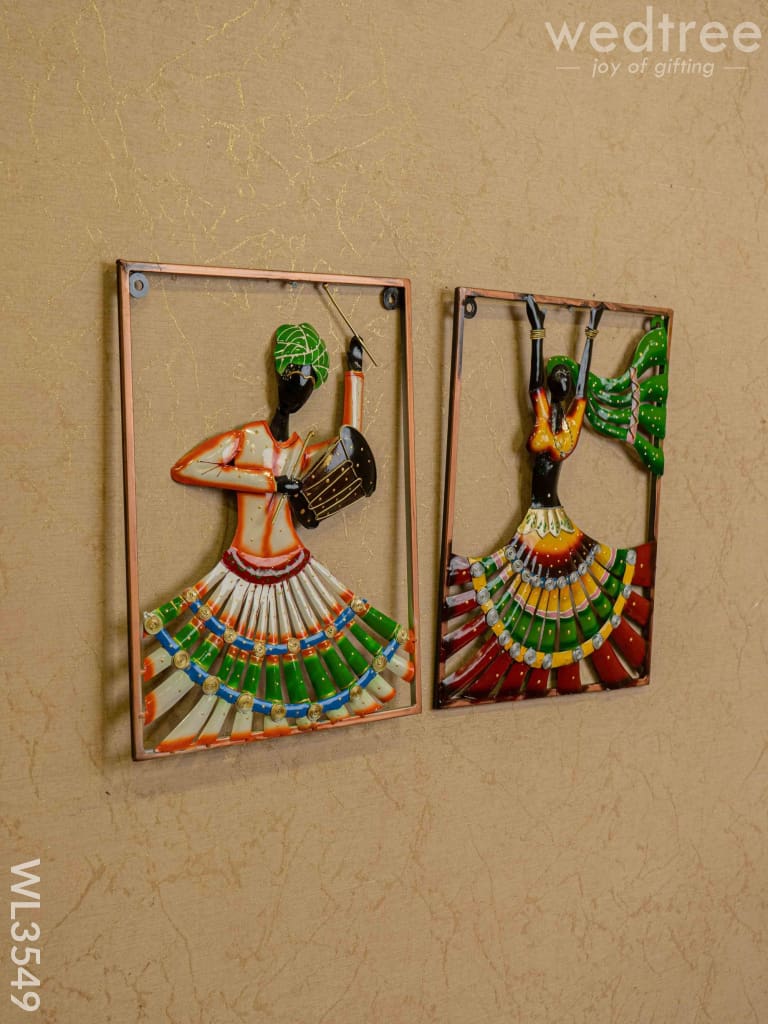 Metal Rajasthani Dancing Doll Frame - Set of 2