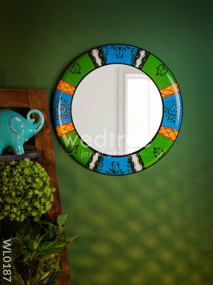 Mirrors - Hand painted with Blue, Green and Black Design