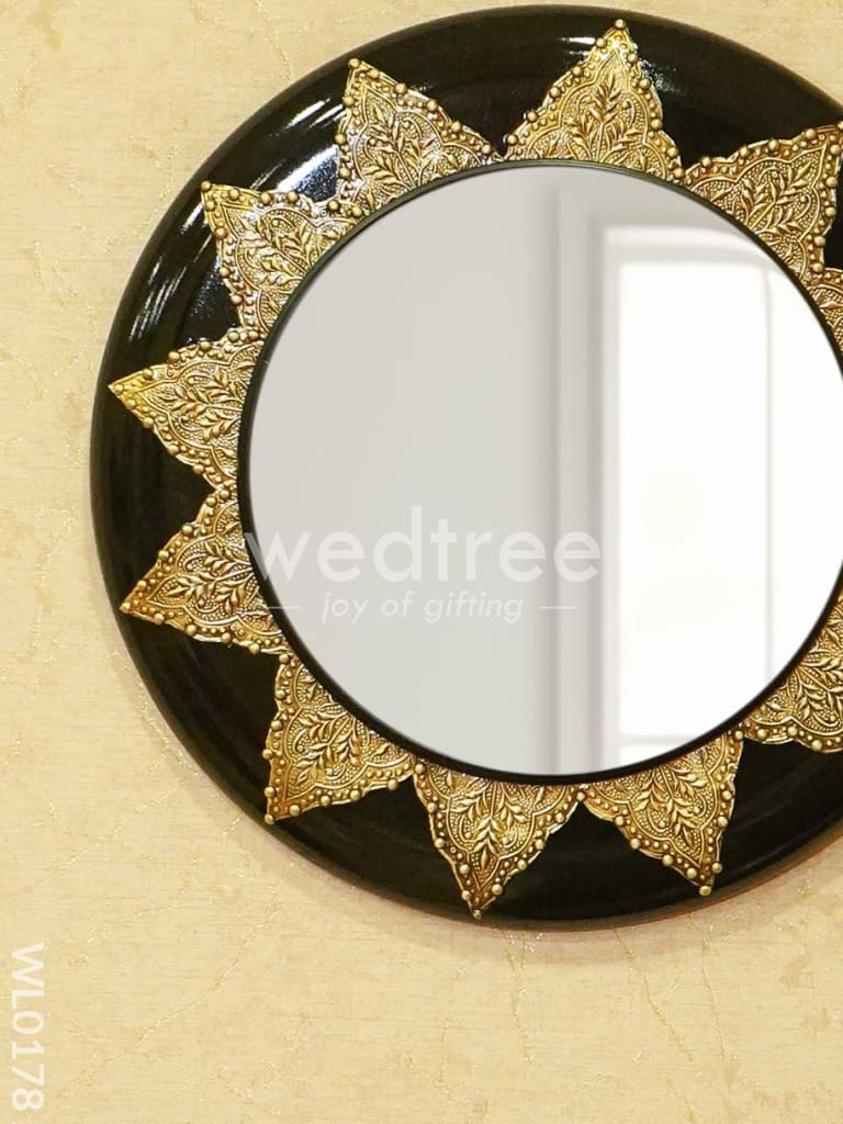 Mirrors - Polished Brass with Floral Design in black base