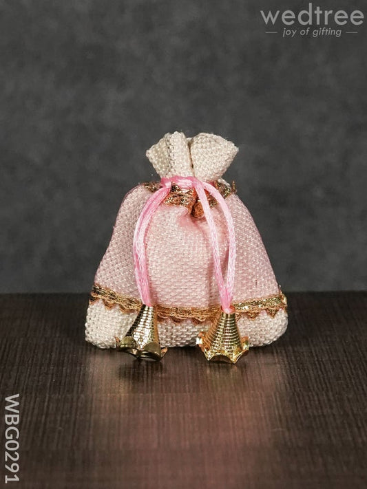 Netted String Bags with Golden lace and bells  -(3 X 4 ) Inches