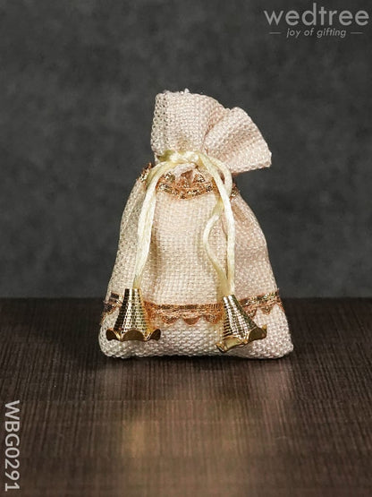 Netted String Bags with Golden lace and bells  -(3 X 4 ) Inches