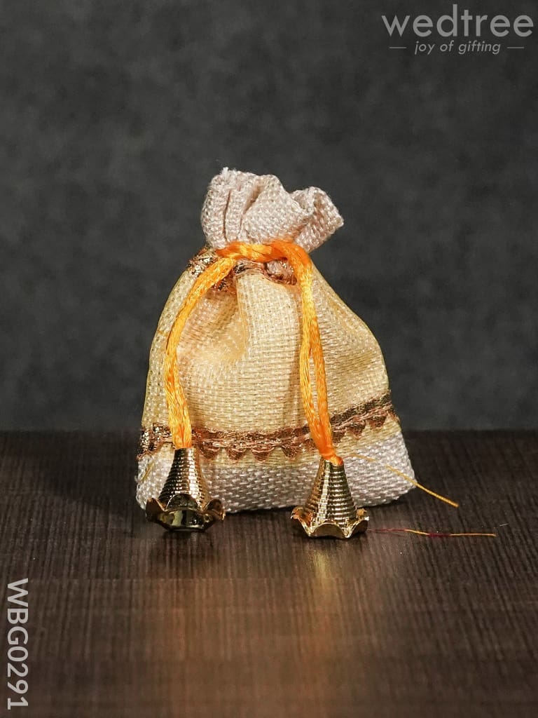 Netted String Bags with Golden lace and bells  -(3 X 4 ) Inches