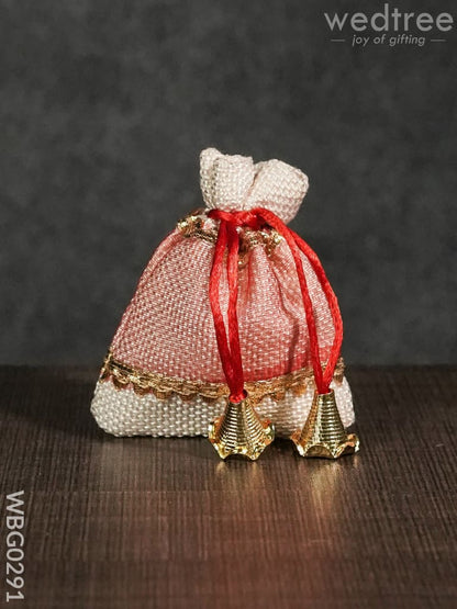 Netted String Bags with Golden lace and bells  -(3 X 4 ) Inches