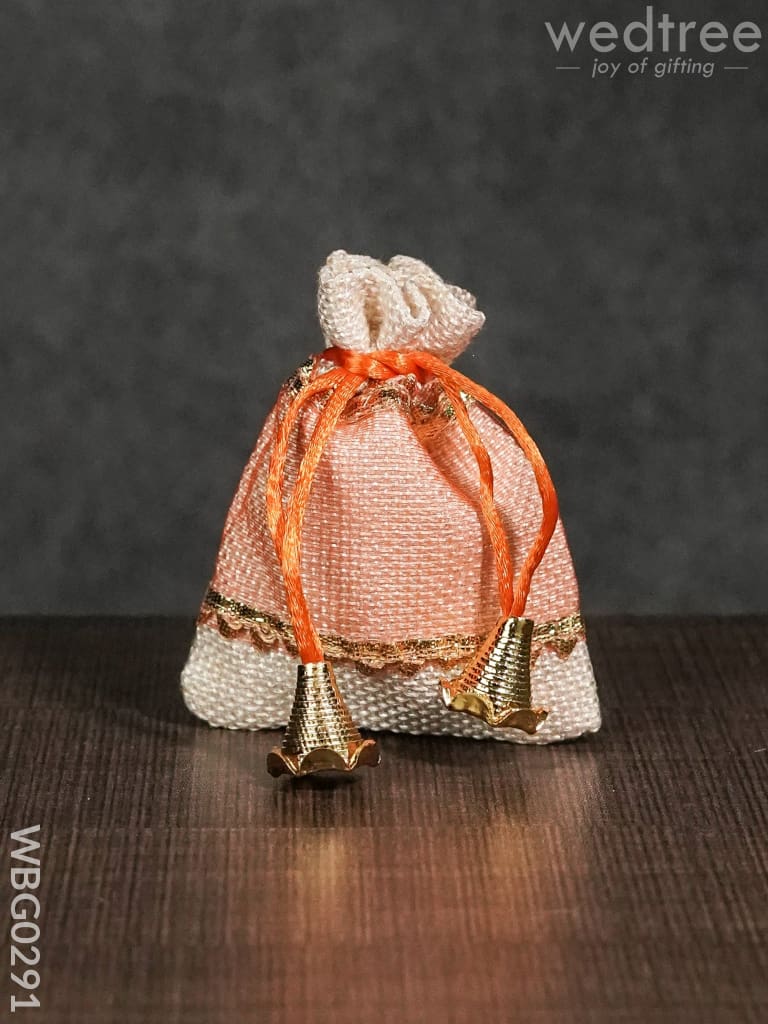 Netted String Bags with Golden lace and bells  -(3 X 4 ) Inches