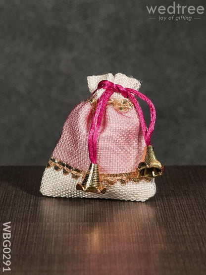 Netted String Bags with Golden lace and bells  -(3 X 4 ) Inches