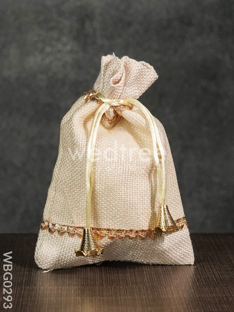 Netted String Bags with Golden lace and bells  -(5 X 7 ) Inches