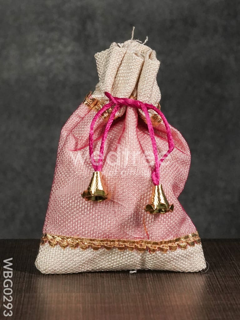 Netted String Bags with Golden lace and bells  -(5 X 7 ) Inches