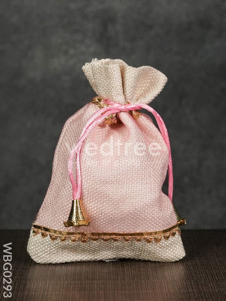 Netted String Bags with Golden lace and bells  -(5 X 7 ) Inches