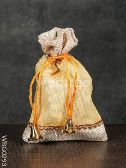 Netted String Bags with Golden lace and bells  -(5 X 7 ) Inches