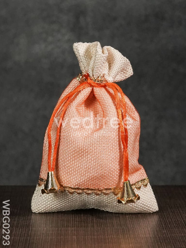 Netted String Bags with Golden lace and bells  -(5 X 7 ) Inches