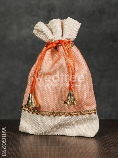 Netted String Bags with Golden lace and bells  -(5 X 7 ) Inches