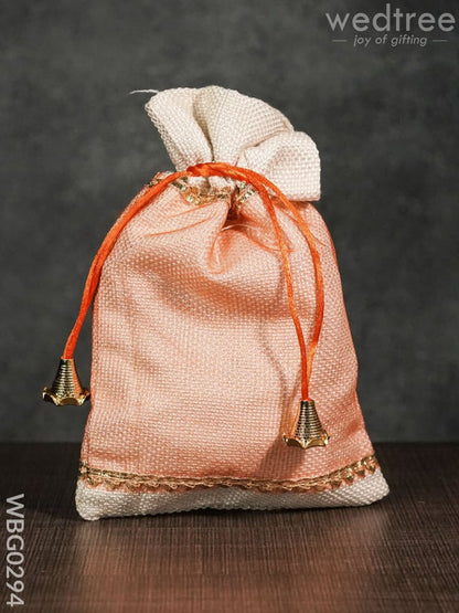 Netted String Bags with Golden lace and bells  -(6 X 9 ) Inches