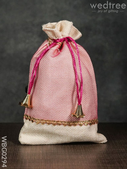 Netted String Bags with Golden lace and bells  -(6 X 9 ) Inches