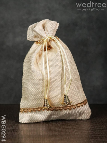 Netted String Bags with Golden lace and bells  -(6 X 9 ) Inches