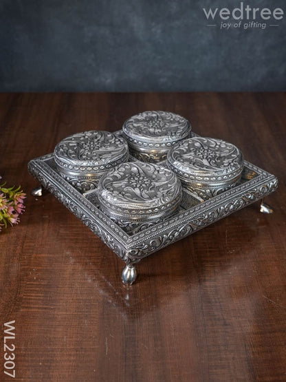 Oxidized Box with Tray Set (set of 4)