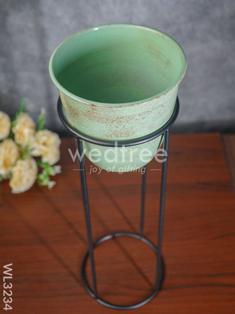 Pastel Green Planter Pot & Stand