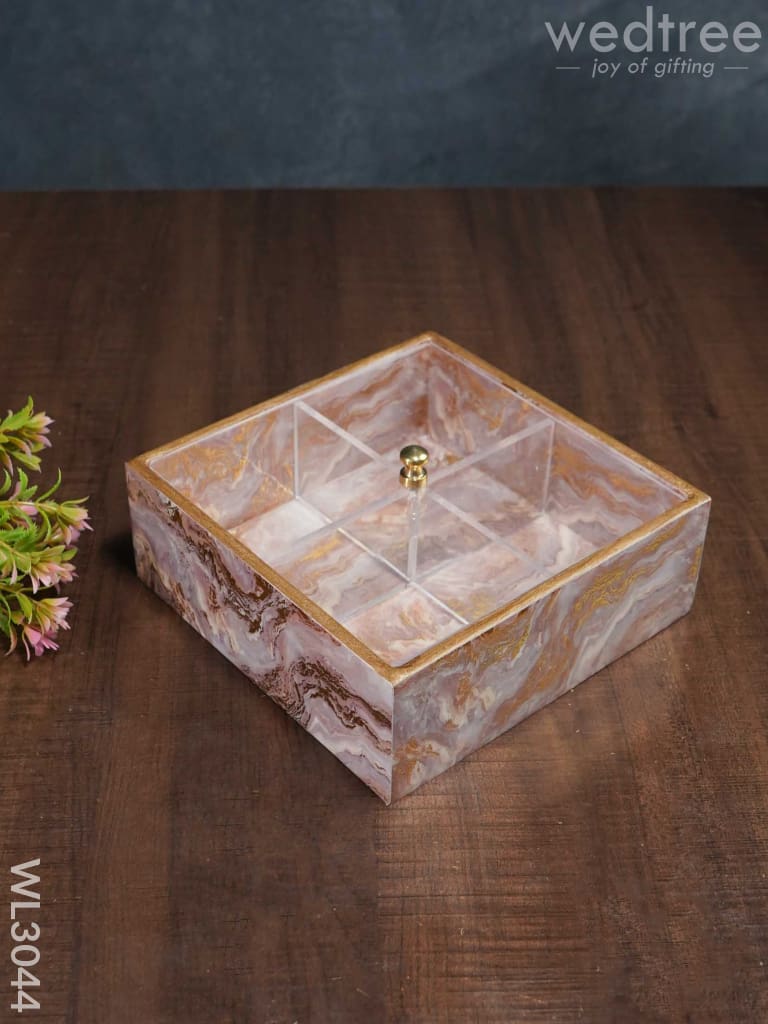 Pastel Pink Dry Fruit Box with Transparent Lid