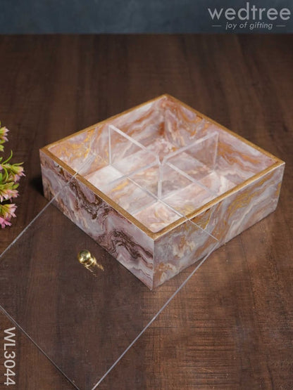 Pastel Pink Dry Fruit Box with Transparent Lid