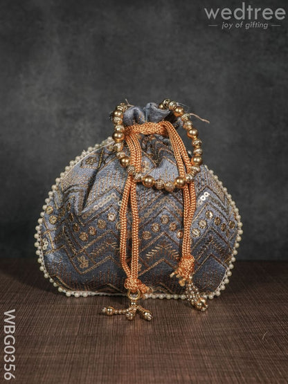 Potli Bag with Golden Decorative Embroidery