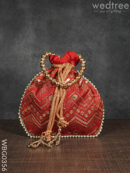 Potli Bag with Golden Decorative Embroidery