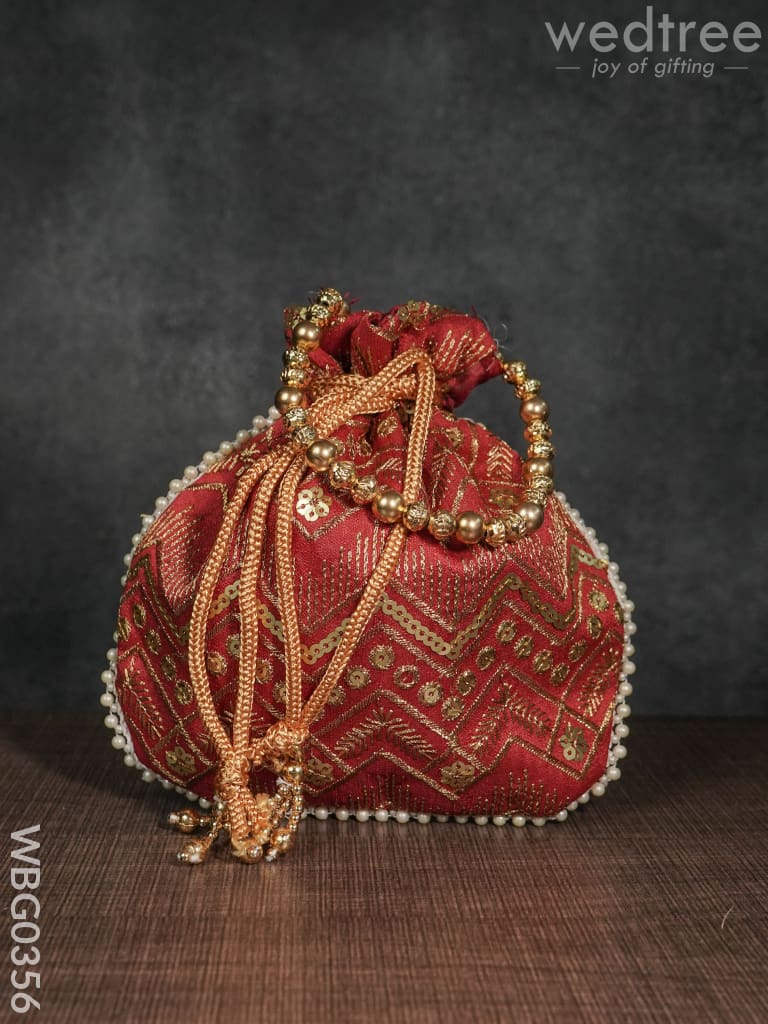 Potli Bag with Golden Decorative Embroidery