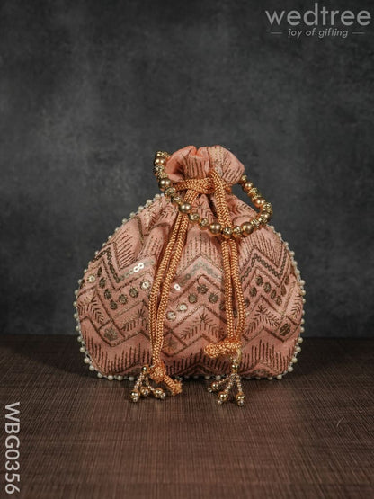 Potli Bag with Golden Decorative Embroidery