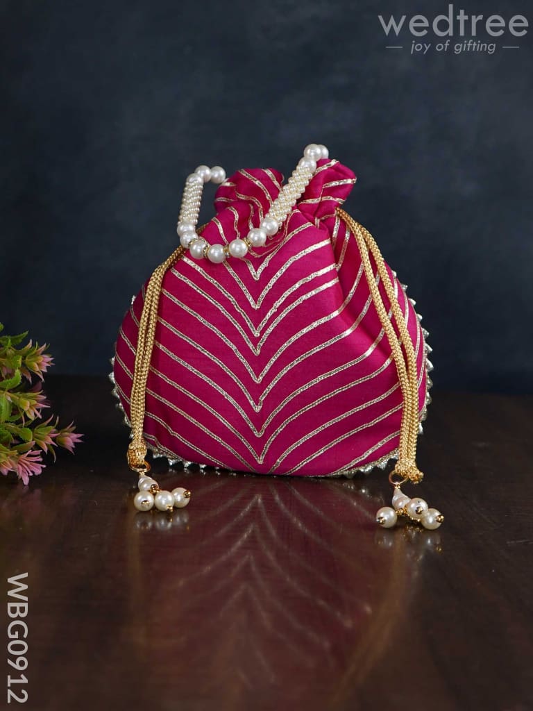 Potli Bag with Golden Lace Work