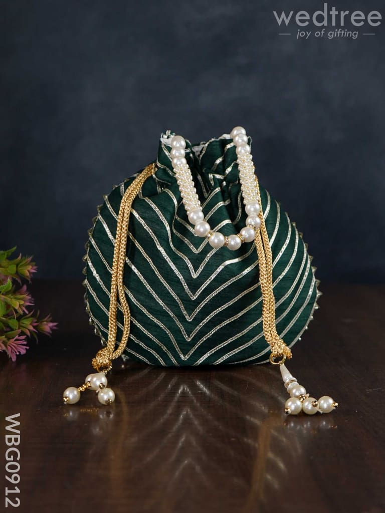 Potli Bag with Golden Lace Work