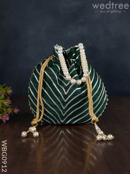 Potli Bag with Golden Lace Work