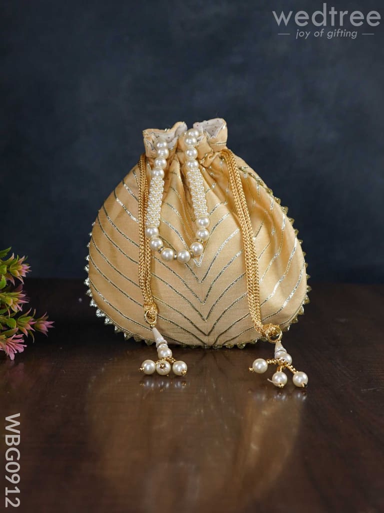 Potli Bag with Golden Lace Work