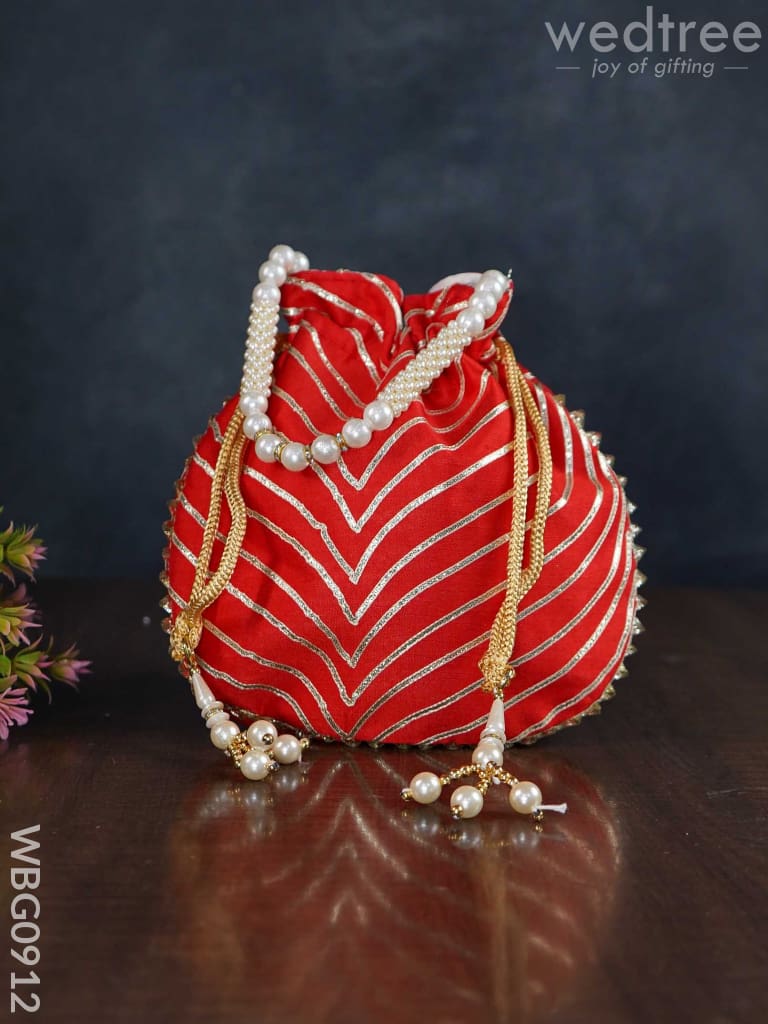 Potli Bag with Golden Lace Work