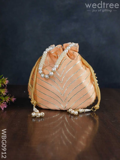 Potli Bag with Golden Lace Work