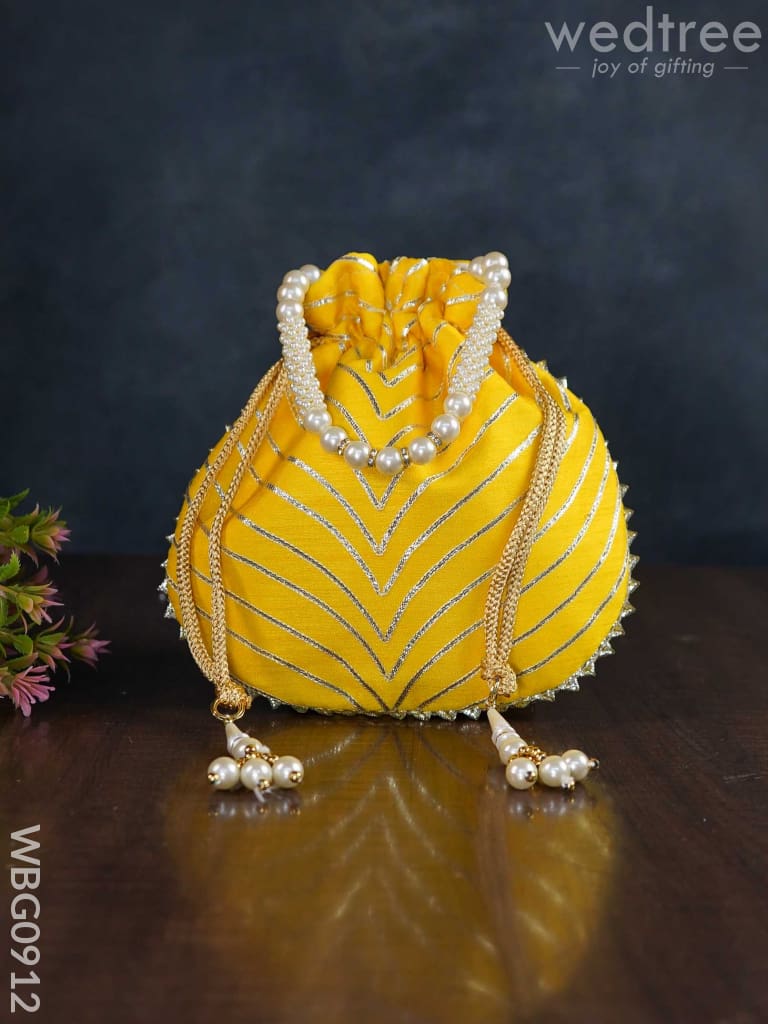 Potli Bag with Golden Lace Work