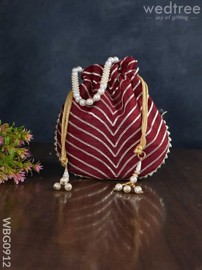 Potli Bag with Golden Lace Work