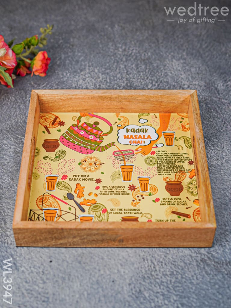 Printed Wooden Square Tray