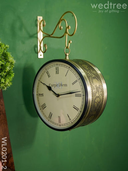 Railway clocks - Brass antique with floral design